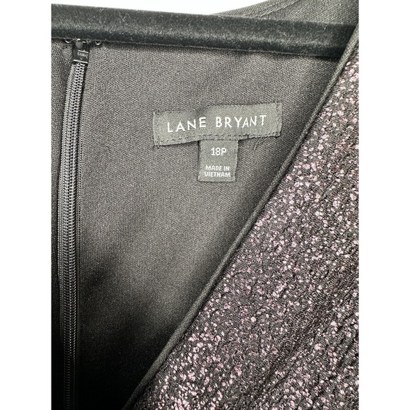 Lane Bryant Surplice Foil Ombre Faux Wrap Dress Size 18 18P Black Sparkle N - Picture 6 of 7
